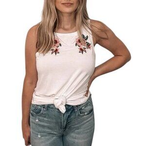 AMERICAN EAGLE Soft & Sexy Embroidered Roses Tank Top - Size Small